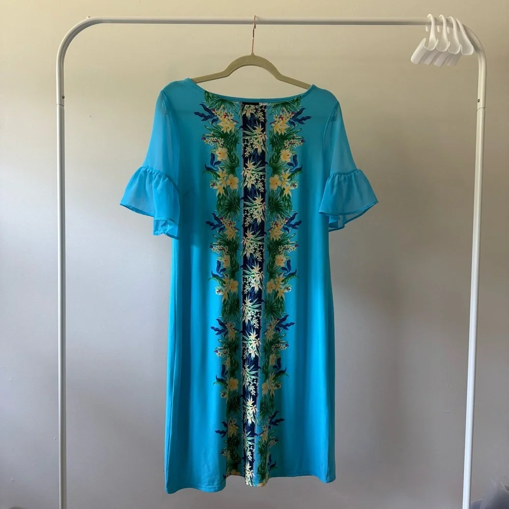 JM Collection Tropical Border Print Dress - Picture 2 of 5